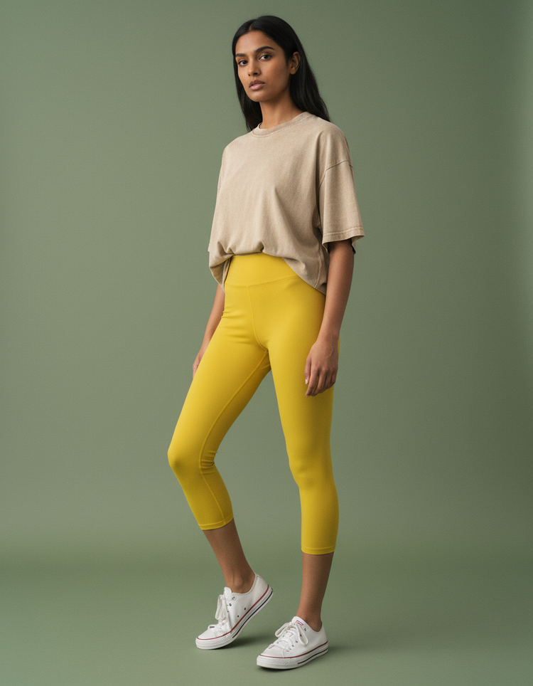 Bauhaus Yellow Capri Yoga Leggings Capri Yoga Leggings — Dripper