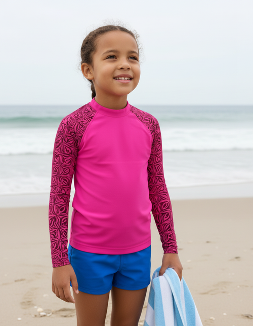 Electric Fuchsia Chord Kids Rash Guard Kids Rash Guard — Dripper