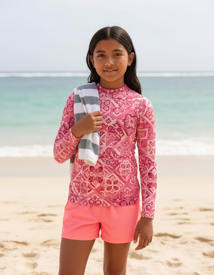 Youth Hot Pink Helix youth rashguards