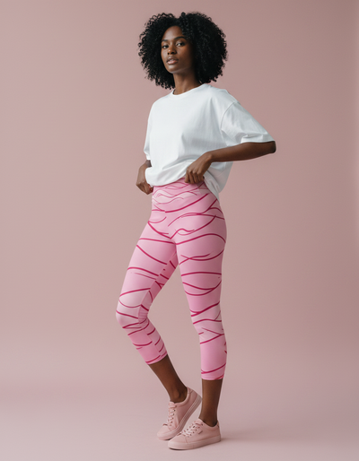 Hot Pink Aqua Capri Yoga Leggings capri yoga leggings