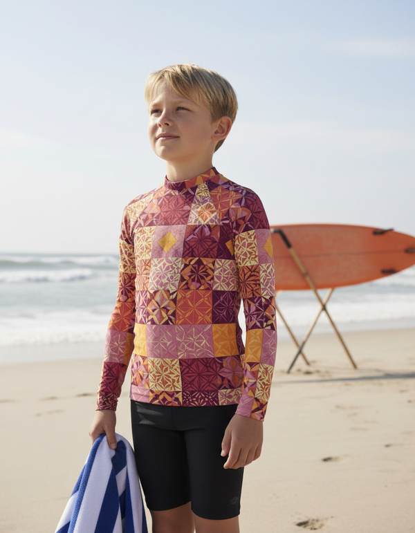 Kids Base Card Patterns Rash Guard