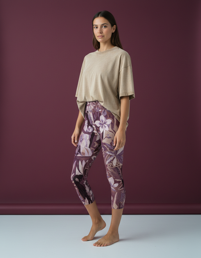 Burnished Lilac Tiare Capri Yoga Leggings capri yoga leggings