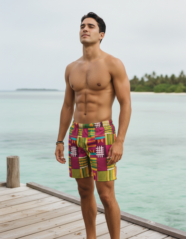 Men's African Kente Swim Trunks