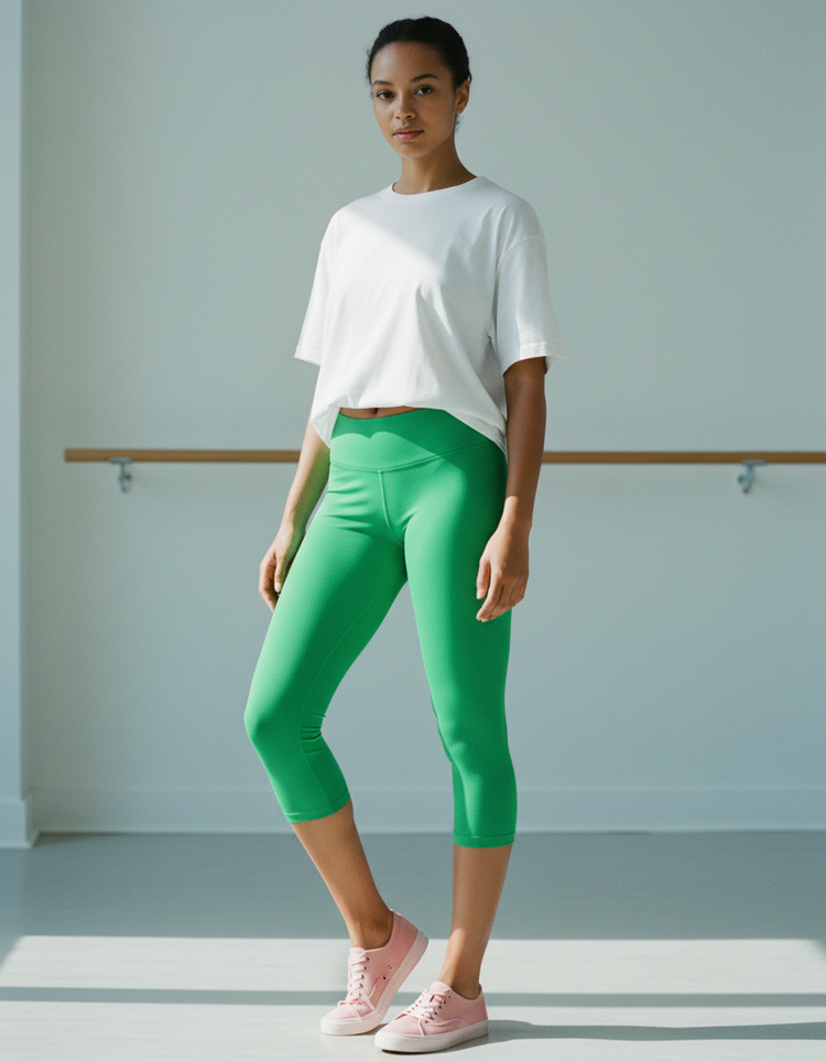 Malachite Green Leggings Capri Leggings — Dripper