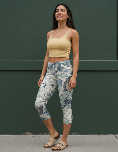 Blue Aura Kintsugi Capri Leggings capri leggings