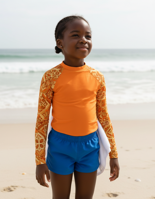Citrus Orange Helix Kids Rash Guard Kids Rash Guard — Dripper