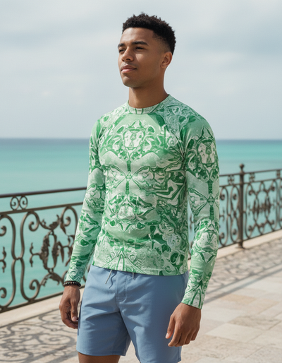 Men's Runway Emerald Burst rash guard