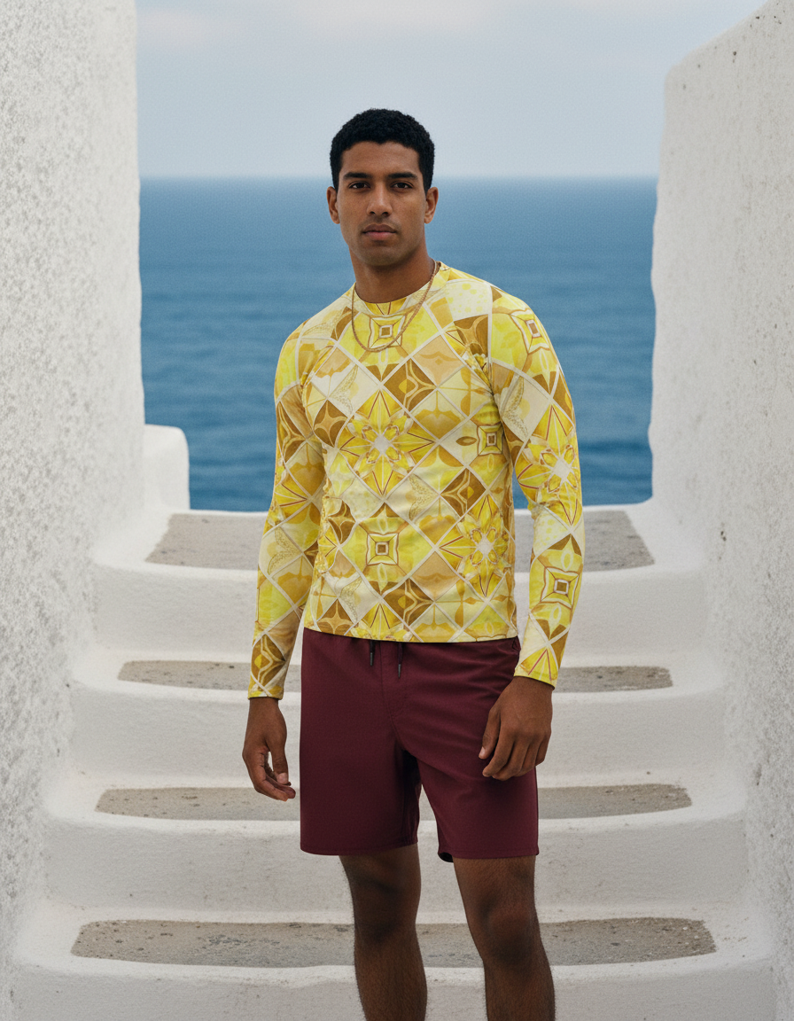 Men's Yellow Poppy men's rashguards