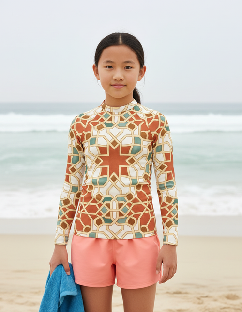 Burnt Sienna Albaicín Youth Rash Guard Youth Rash Guard — Dripper