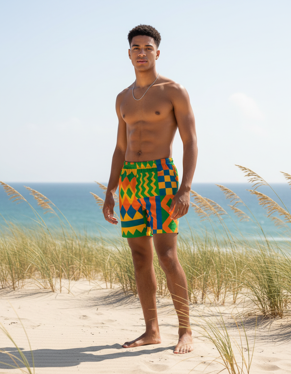 African Collection men's swim trunks