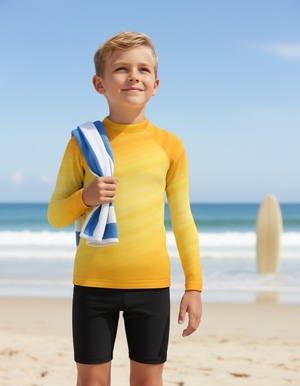 Kids Yellow Ripple kids rashguards