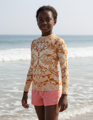 Burnt Sienna Burst Youth Rash Guard Youth Rash Guard — Dripper
