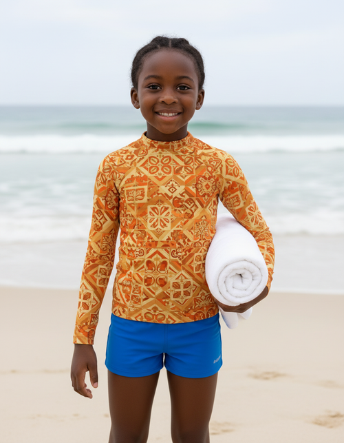 Kids Citrus Orange Helix kids rashguards