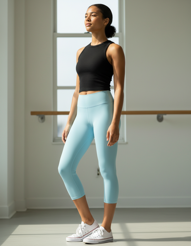 Arctic Blue Capri Yoga Leggings Capri Yoga Leggings — Dripper
