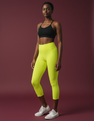 Neon Yellow Capri Yoga Leggings capri yoga leggings