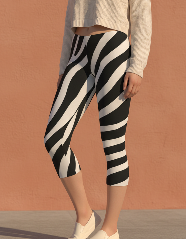 Stripes Capri Leggings Capri Leggings — Dripper