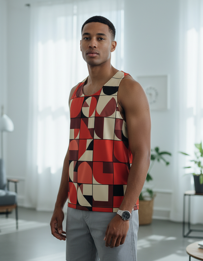 Men's Fiery Red Tonal Tank Top tank top