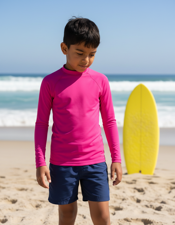 Kids Electric Fuchsia Rash Guard