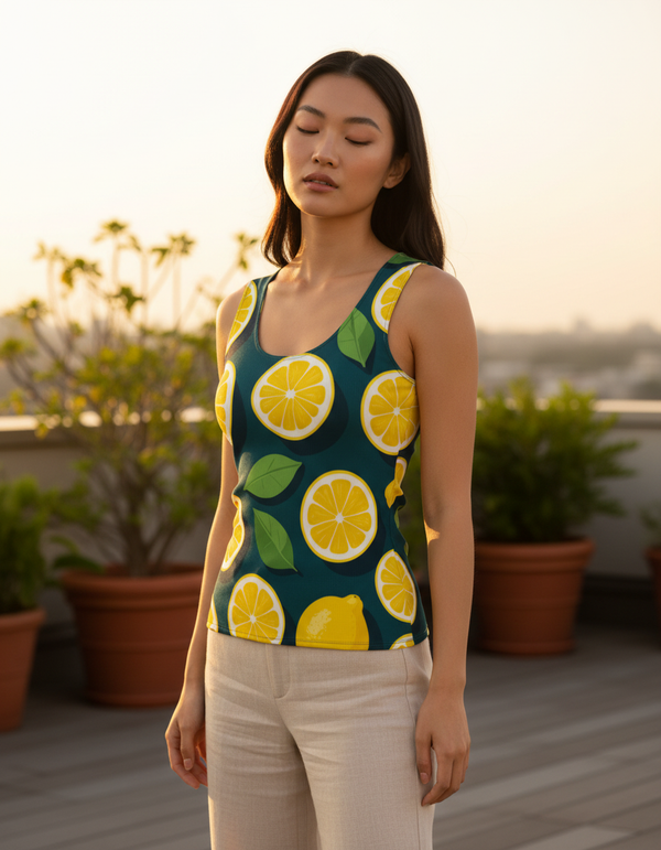 Zesty Wave Lemon Tank Top