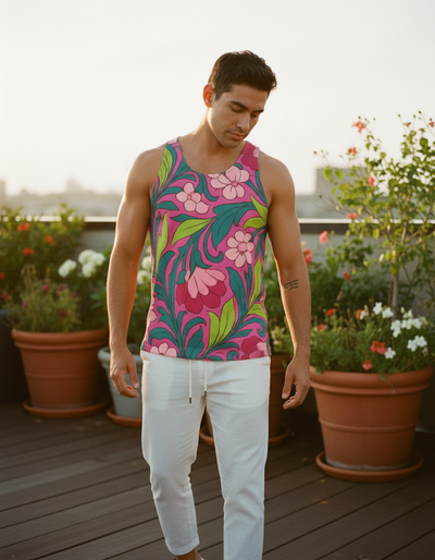 Men's Electric Fuchsia Amaryllis Tank Top tank top