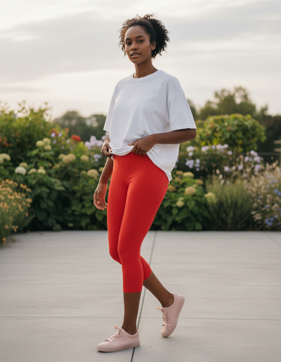 Red Capri Yoga Leggings capri yoga leggings