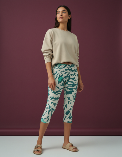 Turquoise Lattice Capri Leggings capri leggings