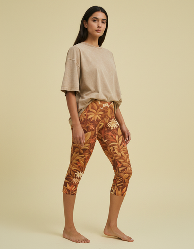 Citrus Orange Canopy Capri Leggings capri leggings