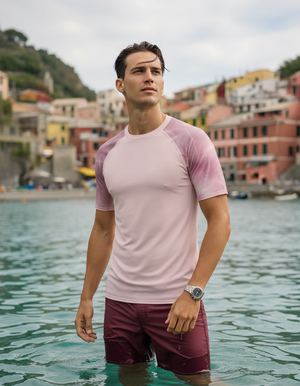 Men's Millennial Pink Frost men's short-sleeve rashguards