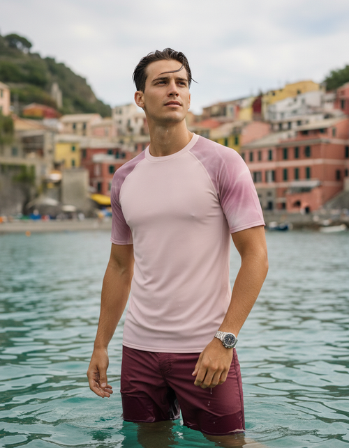 Millennial Pink Frost Rash Guard Men's Rashguard — Dripper
