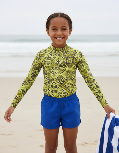 Runway Chartreuse Helix Kids Rash Guard Kids Rash Guard — Dripper