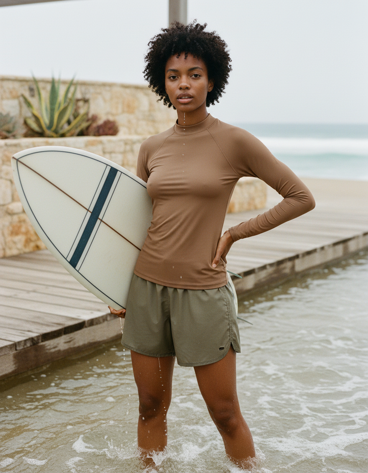 Mocha Rash Guard Women's Rashguard — Dripper