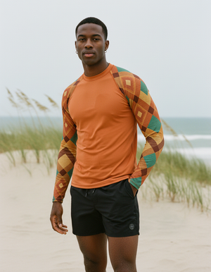 Citrus Orange Horizon Rash Guard Men's Rashguard — Dripper