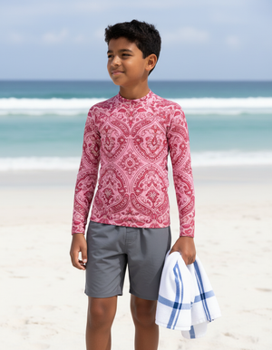 Hot Pink Sari Youth Rash Guard Youth Rash Guard — Dripper