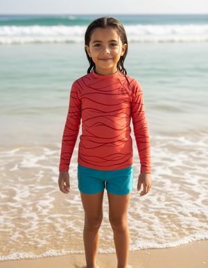 Kids Fiery Red Aqua kids rashguards