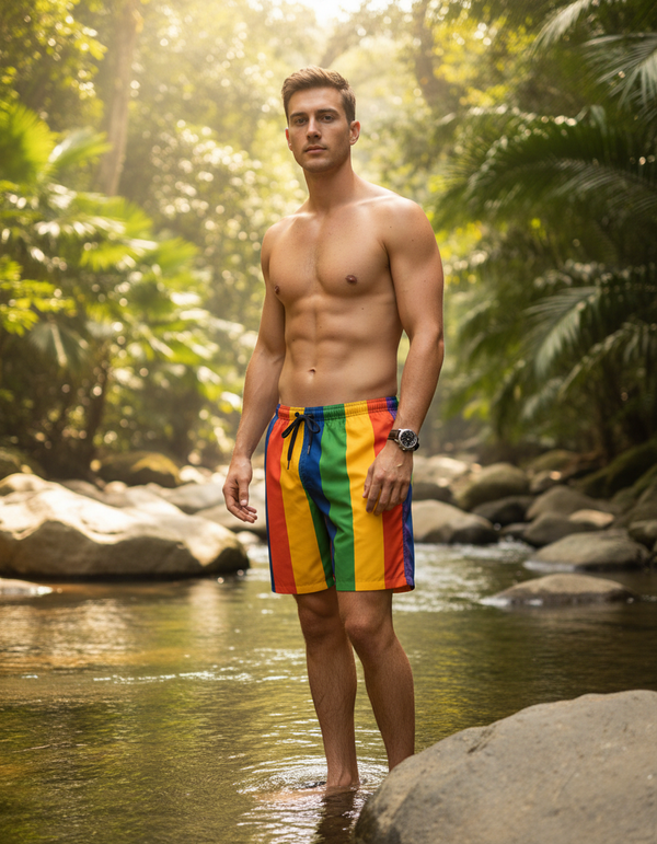 Stripe Collection men's swim trunks