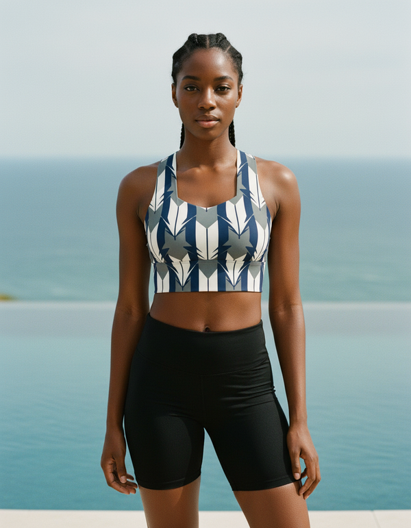 Ocean Whisper Yagasuri Longline Sports Bra