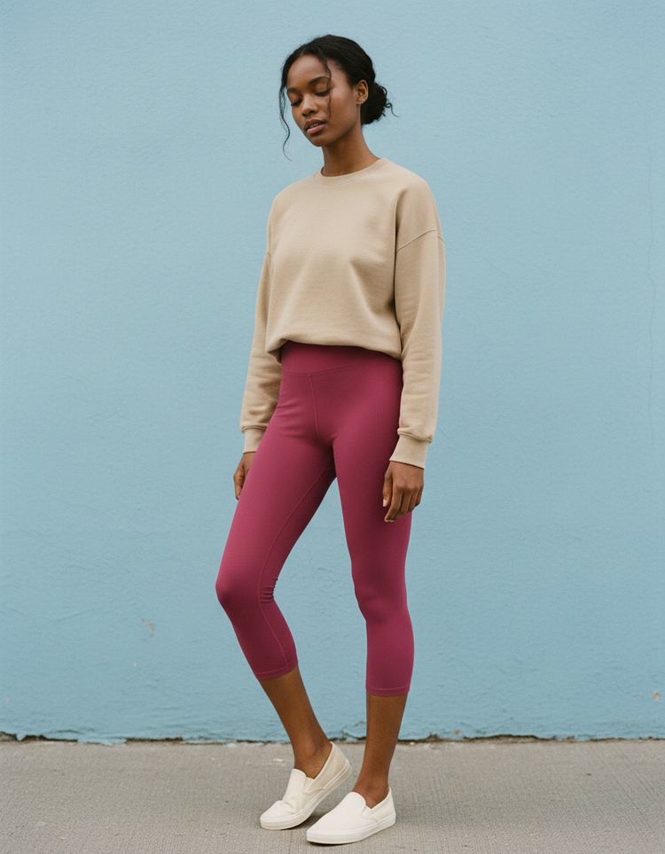 Raspberry Capri Yoga Leggings Capri Yoga Leggings — Dripper
