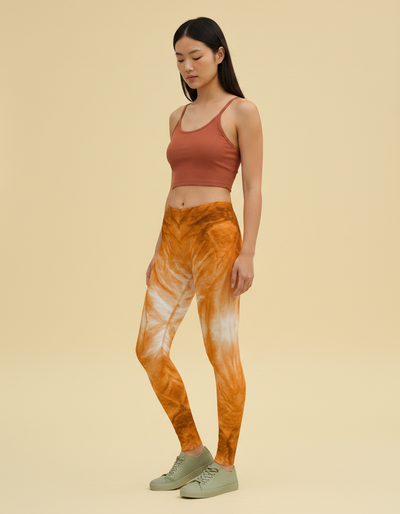 Citrus Orange Ebb Leggings leggings