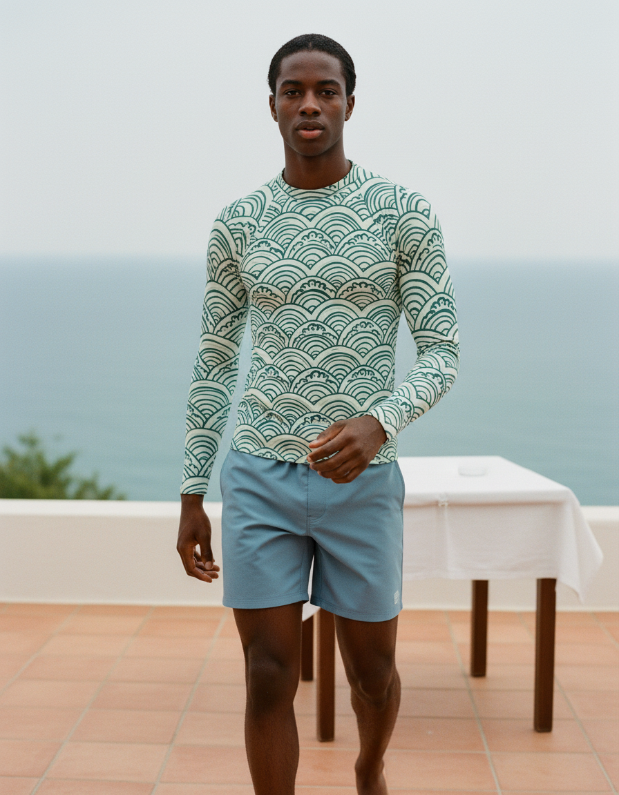 Men's Transformative Teal Aoi men's rashguards
