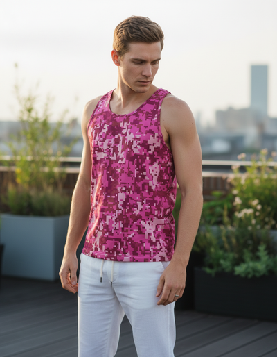 Men's Hot Pink Veil Tank Top tank top
