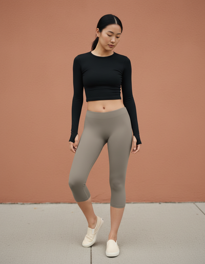 Cool Taupe Capri Leggings capri leggings