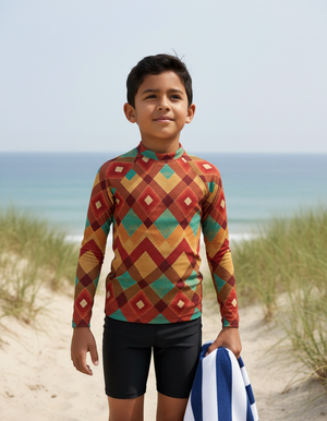 Fiery Red Horizon Kids Rash Guard Kids Rash Guard — Dripper