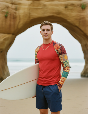 Fiery Red Pulse Rash Guard Men's Rashguard — Dripper