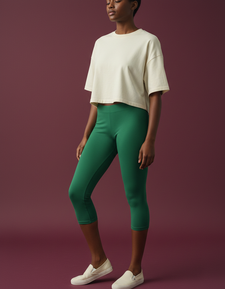 Runway Emerald Leggings Capri Leggings — Dripper