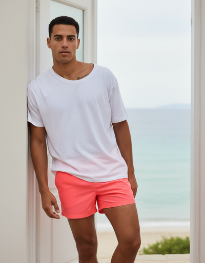 Neon Coral Men's Swim Trunks swim trunks