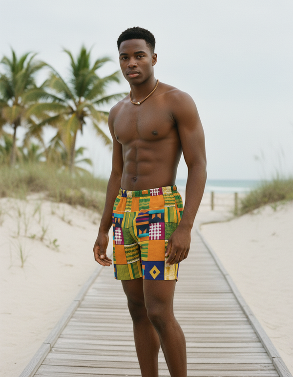 Men's African Kente Swim Trunks