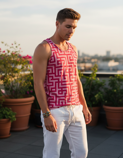 Men's Hot Pink Kintsugi Tank Top tank top