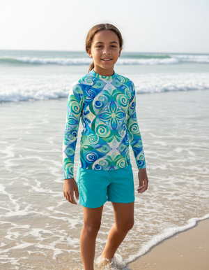 Transformative Teal Prism Youth Rash Guard Youth Rash Guard — Dripper