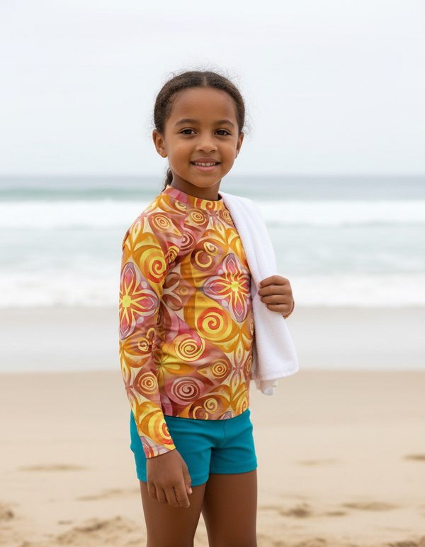 Kids Rainbow Patterns Rash Guard
