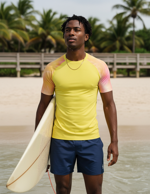 Lemon Yellow Frost Rash Guard Men's Rashguard — Dripper